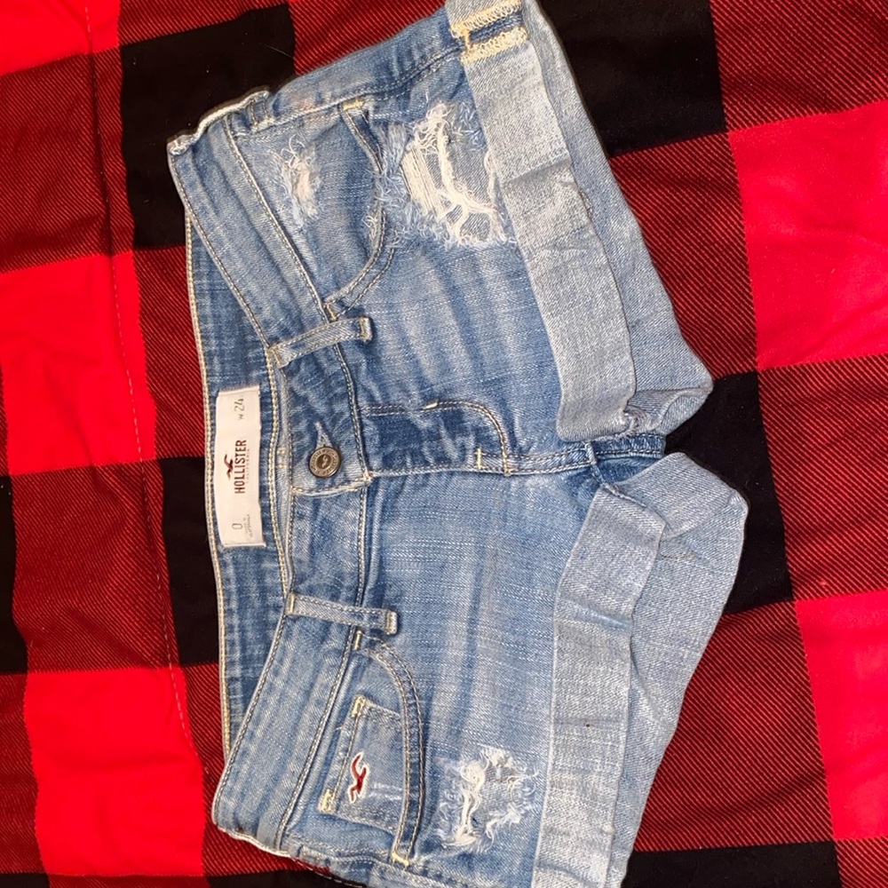 Hollister Low Rise Ripped Denim Shorts